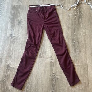 Madewell 10-inch High Rise Burgundy Sateen Jeans